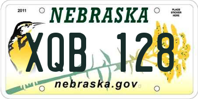 NE license plate XQB128