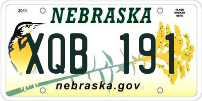 NE license plate XQB191