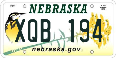 NE license plate XQB194