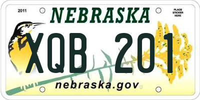 NE license plate XQB201