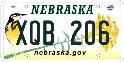 NE license plate XQB206