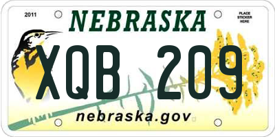 NE license plate XQB209