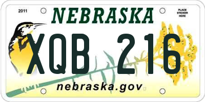 NE license plate XQB216