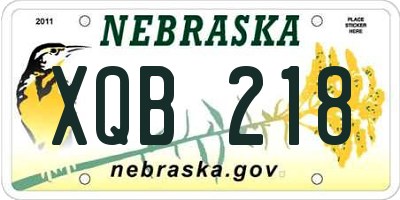 NE license plate XQB218