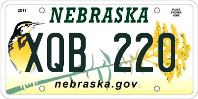 NE license plate XQB220