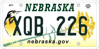 NE license plate XQB226