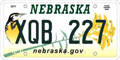 NE license plate XQB227