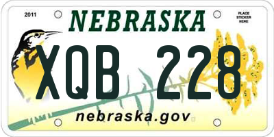 NE license plate XQB228
