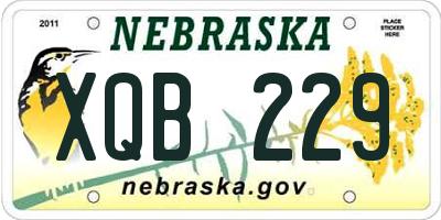NE license plate XQB229