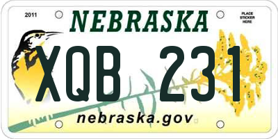 NE license plate XQB231