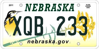 NE license plate XQB233