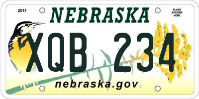 NE license plate XQB234