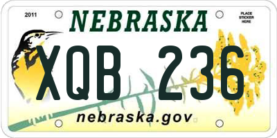 NE license plate XQB236