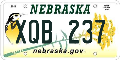 NE license plate XQB237