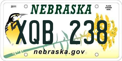 NE license plate XQB238