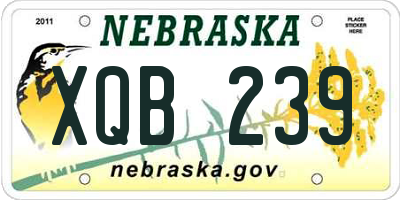 NE license plate XQB239