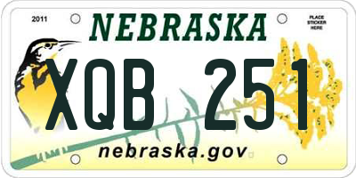 NE license plate XQB251