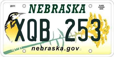 NE license plate XQB253