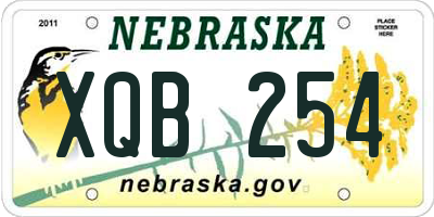 NE license plate XQB254