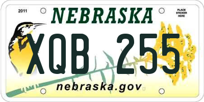 NE license plate XQB255