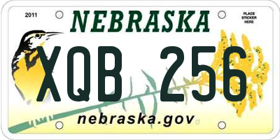NE license plate XQB256