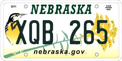 NE license plate XQB265