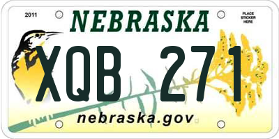 NE license plate XQB271