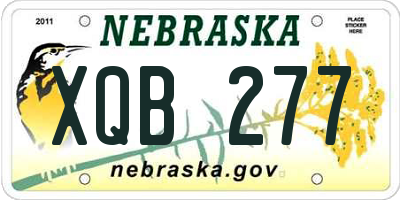 NE license plate XQB277