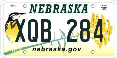 NE license plate XQB284
