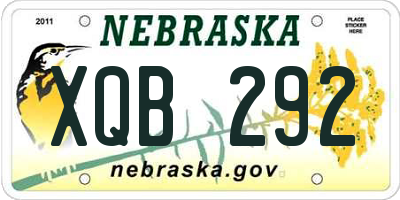NE license plate XQB292