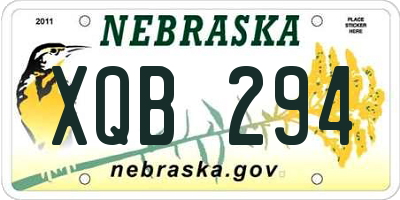 NE license plate XQB294