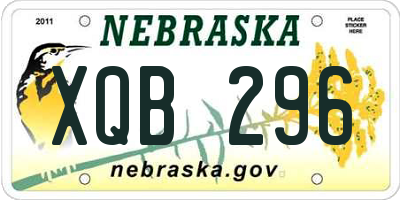 NE license plate XQB296