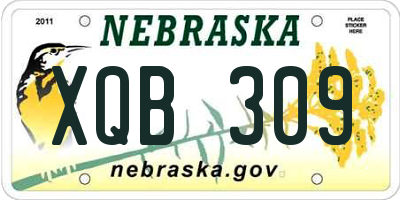 NE license plate XQB309