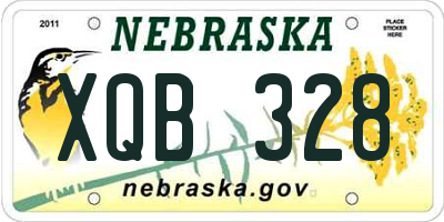 NE license plate XQB328