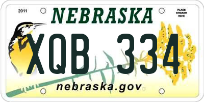 NE license plate XQB334