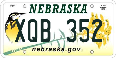 NE license plate XQB352
