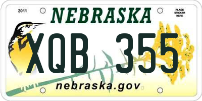 NE license plate XQB355