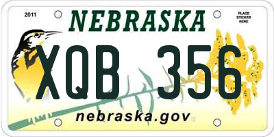 NE license plate XQB356