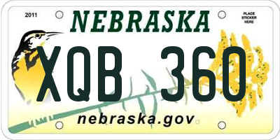 NE license plate XQB360