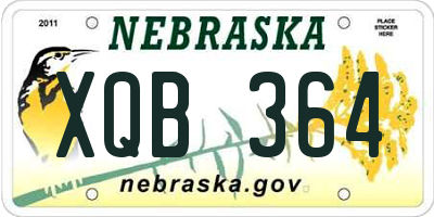 NE license plate XQB364