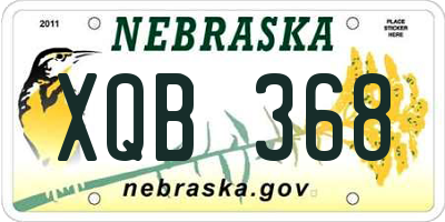NE license plate XQB368