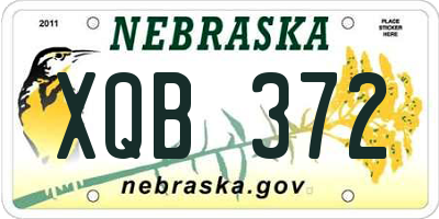 NE license plate XQB372