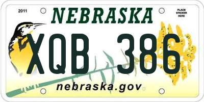 NE license plate XQB386