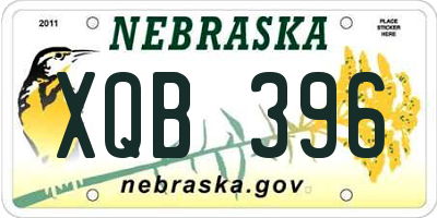 NE license plate XQB396