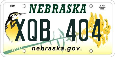 NE license plate XQB404