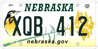 NE license plate XQB412