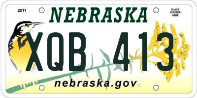 NE license plate XQB413