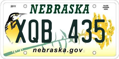 NE license plate XQB435