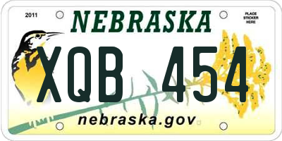 NE license plate XQB454