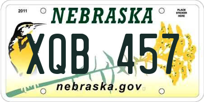 NE license plate XQB457